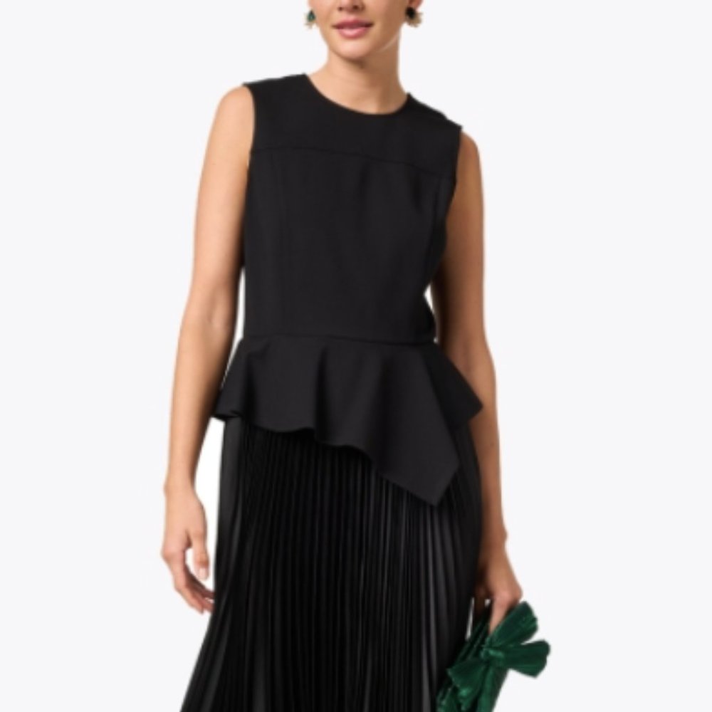 SHOSHANNA Abbot Black Ponte and Charmeuse Dress